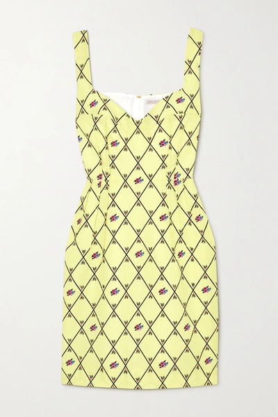 Emilia Wickstead Jude Printed Crepe Mini Dress In Light Green