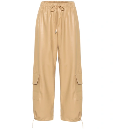 The Frankie Shop Yoyo Faux Leather Tapered Pants In Tan