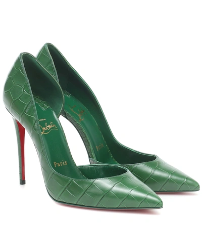 Christian Louboutin Iriza 100 Croc-effect Leather Pumps In Green | ModeSens