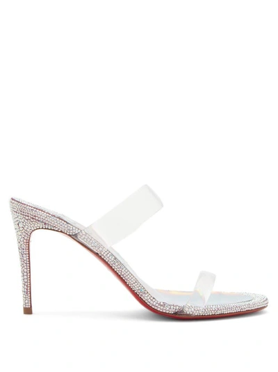 Christian Louboutin Just Strass 85 Crystal-embellished Pvc And Iridescent Leather Sandals