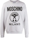 Moschino Question Marks Logo Sweatshirt In Grey