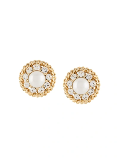 Alessandra Rich Oversized Gold-plated, Faux Pearl And Crystal Clip Earrings