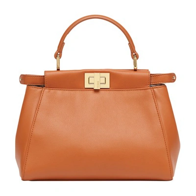 Fendi Peekaboo Iconic Mini In Marron