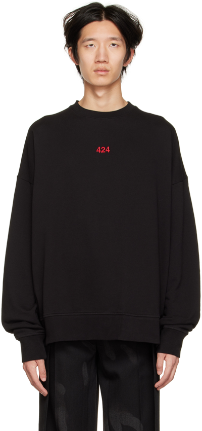 424 Black Embrodiered Sweatshirt