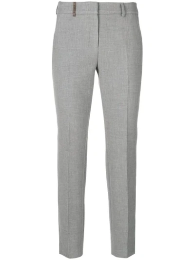 Peserico Cropped Cigarette Trousers In Grey