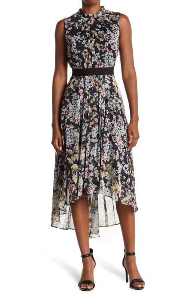 blue dress for baby girl Floral Satin Off Shoulder Bias Midi Dress | Lucern main image 0