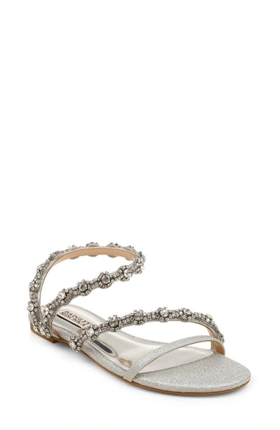 Badgley Mischka Women's Zia Crystal Embellished Glitter Slide Sandals In Silver Glitter