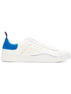 Diesel Men's Clever Low-top Leather Sneakers In White Blue