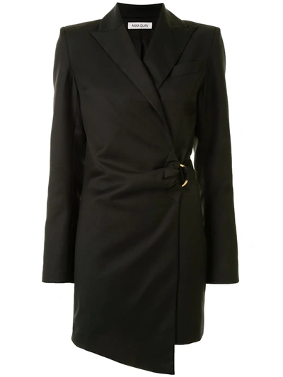 Anna Quan Women's Valentina Draped Wool Mini Blazer Dress In Black
