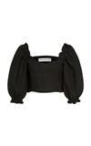 Faithfull The Brand Women's Pietra Smocked Linen Crop Top In Black