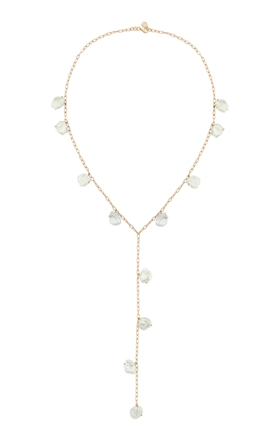 Charms Company Pearls Of Joy 14k Rose-gold And Pearl Lariat Necklace In White