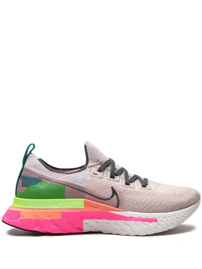 Nike Women's React Infinity Run Flyknit Running Sneakers From Finish Line In Violet Ash/dk Smoke Grey/pink Blast