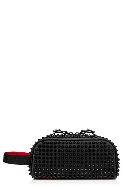 Christian Louboutin Blaster Spike Leather Dopp Kit In Black