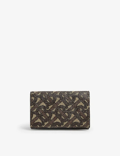 Burberry Monogram Print Leather Wallet In Bridle Brown