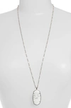 Kendra Scott Reid Long Faceted Pendant Necklace In Rhod White Howlite