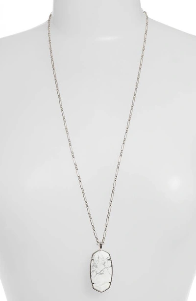 Kendra Scott Reid Long Faceted Pendant Necklace In Rhod White Howlite