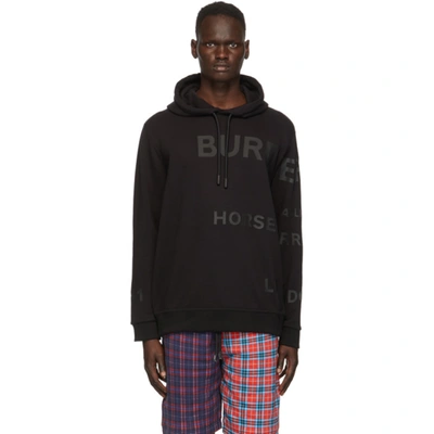 Burberry Logo Print Cotton Sweatshirt Hoodie In Black