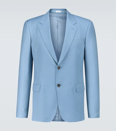 Alexander Mcqueen Slim-fit Wool And Mohair-blend Blazer In Blue