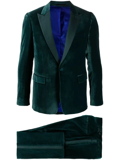 Paul Smith Single Breasted Velvet Suit In Green