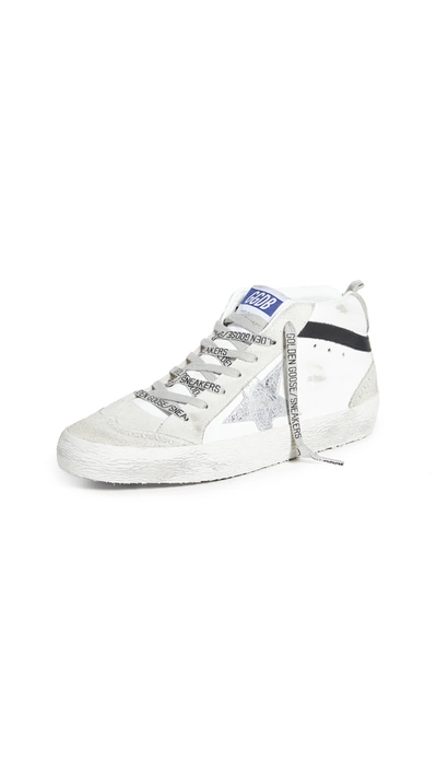 Golden Goose Mid Star Sneakers In White/ice/silver/black