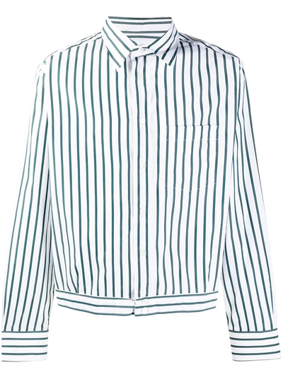 Lanvin Vertical-stripe Blouson Shirt In White