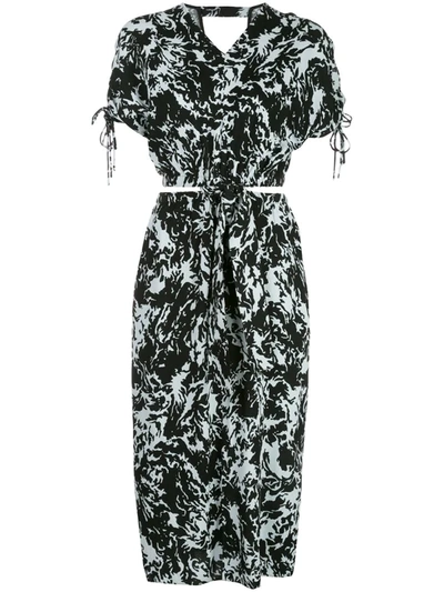 Proenza Schouler White Label Shadow Print Cut-out Midi Dress In Black