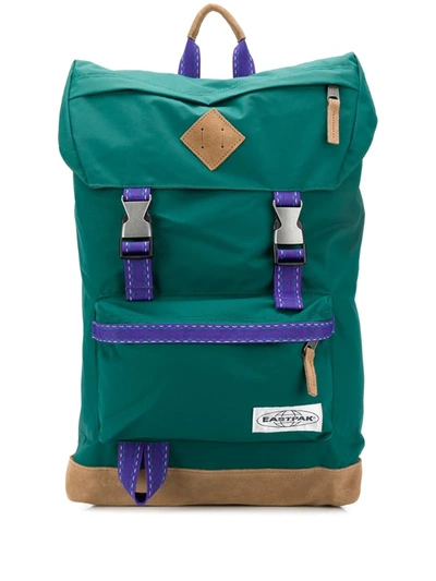 Eastpak Buckled Logo Patch Backpack In Green