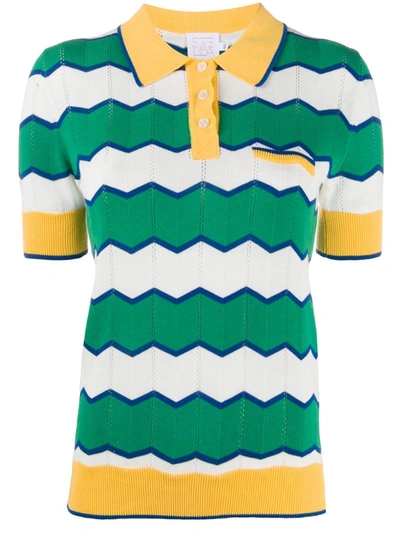 Stella Jean Striped Knitted Polo Shirt In Green