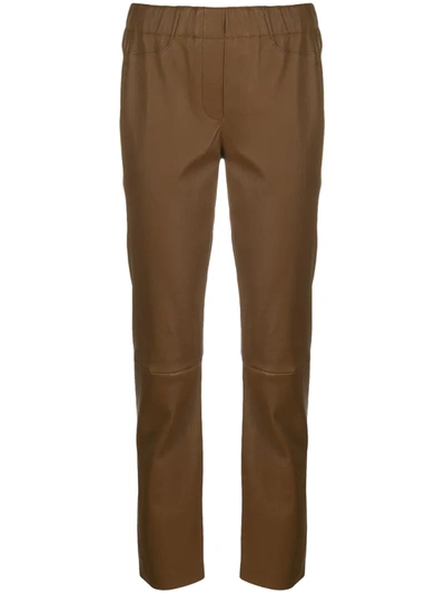 Luisa Cerano Leather Track Trousers In Brown
