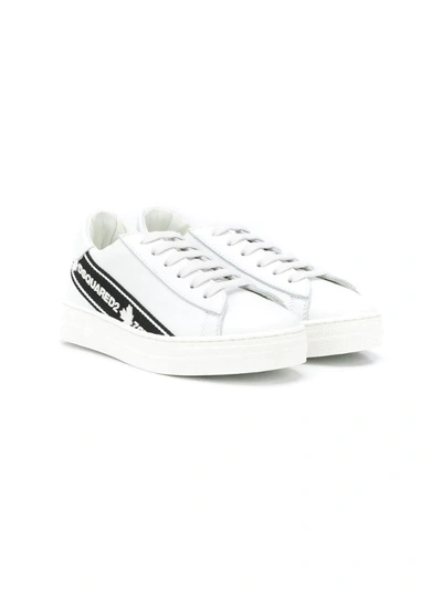Dsquared2 Teen Side Stripe Lace-up Trainers In White