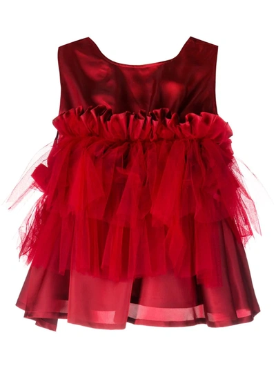 Comme Des Garçons Ruffle Flared Top In Red
