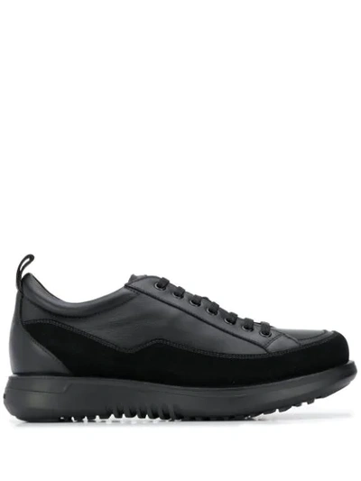 Giorgio Armani Lace-up Platform Sole Sneakers In Black