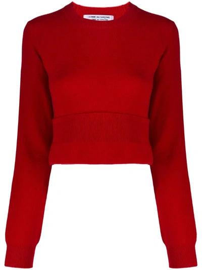 Comme Des Garçons Comme Des Garçons Cropped Sweater In Red