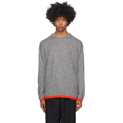 Loewe Wool Mix Contrast Jumper With Embroidered Logo In 1146 Grey