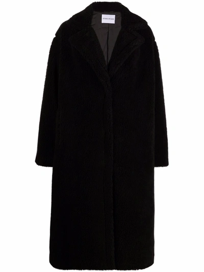 Stand Studio Maria Textured Single-breasted Coat In Black