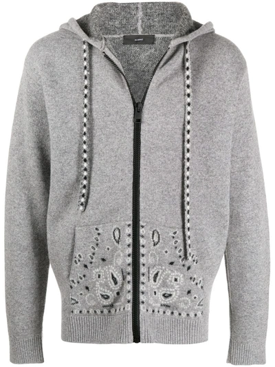 Alanui Paisley Print Zipped Hoodie In Grey