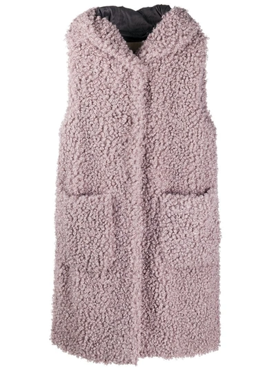Herno Faux Shearling Sleeveless Jacket In Pink