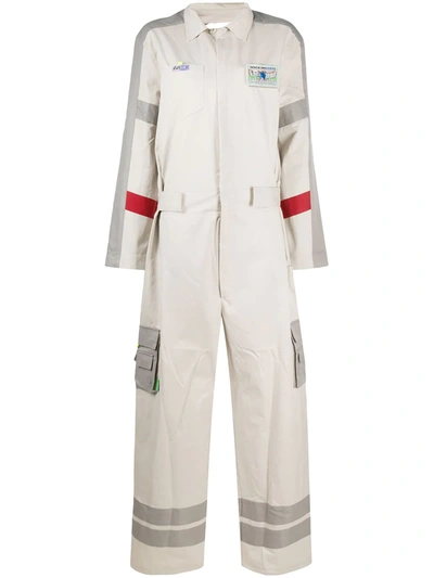 Ader Error Oversized Colour Block Jumpsuit In Neutrals