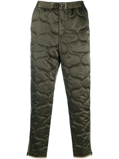 Kenzo Quilted Track Pants With Zip In Green