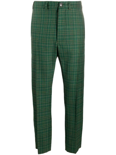Vivienne Westwood Anglomania Checked Straight-leg Tailored Trousers In Green