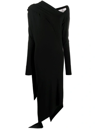 Vivienne Westwood Anglomania Asymmetric Draped Panel Dress In Black