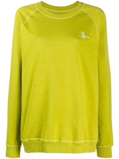 Vivienne Westwood Anglomania Embroidered Logo Organic Cotton Sweatshirt In Green