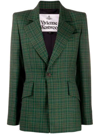 Vivienne Westwood Anglomania Checked Single-breasted Blazer In Green