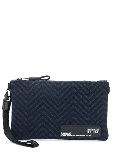 Versace Jeans Couture Zig-zag Logo Clutch In Black