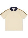 Gucci Kids' Cotton Piquet Polo Shirt W/ Logo Bands In White