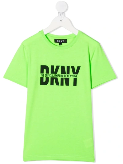 Dkny Kids' Logo-print Regular-fit T-shirt In Green