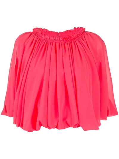 Comme Des Garçons Short-sleeved Pleated Top In Pink