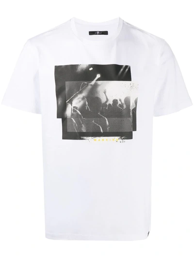 7 For All Mankind Graphic Print Cotton T-shirt In White