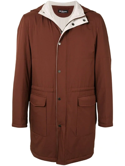 Kiton Hooded Coat In Brown