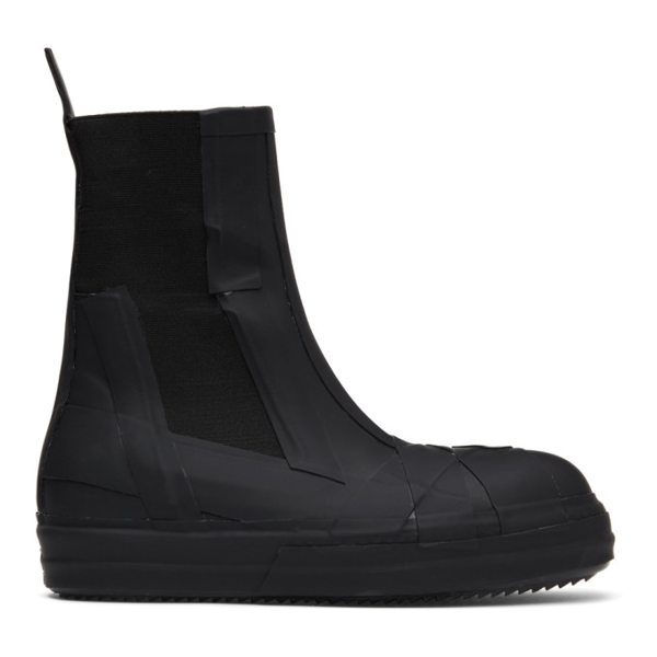 Rick Owens Black Rubber Bozo Chelsea Boots In 99 Blk | ModeSens
